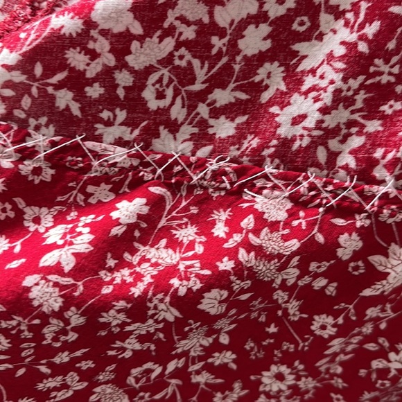 Red Women's Boho Floral Print Off Shoulder Split Long A Line Dress - Picture 4 of 4